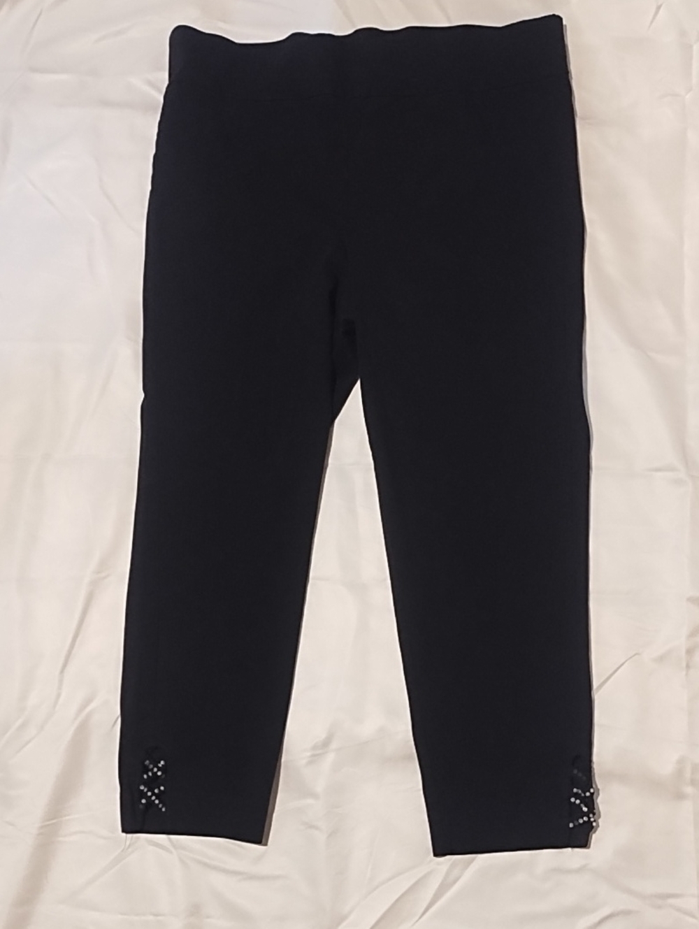 Zoe + Phoebe Black Stretch Leggings with Embellished Hem Size Large VGC